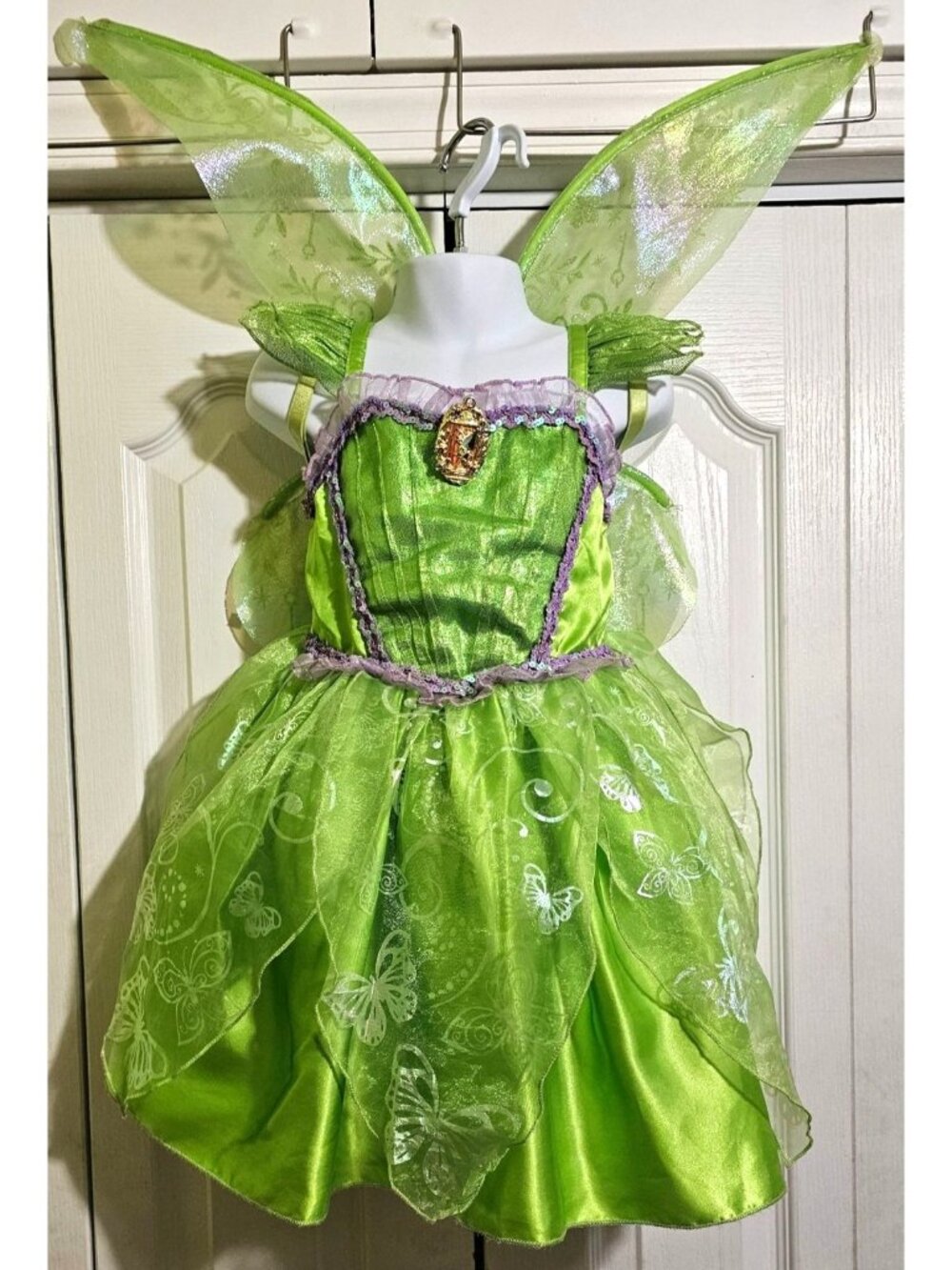 Disney Store Tinkerbell Dress with Light Up Wings Costume Peter Pan Girls 4 - Picture 10 of 12